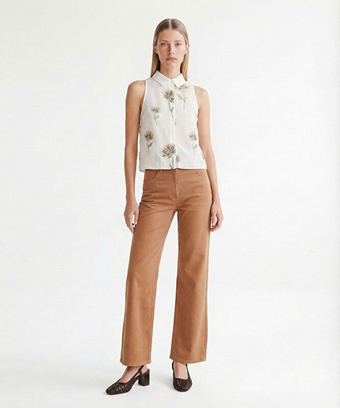 Düz Yüksek Bel Pantolon