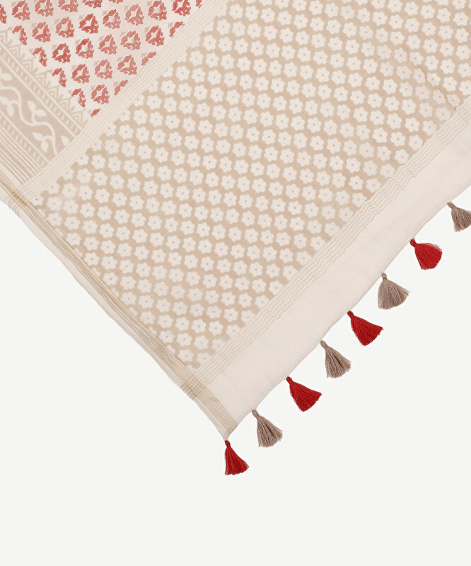 Püskül Detaylı Geometrik Desenli Şal