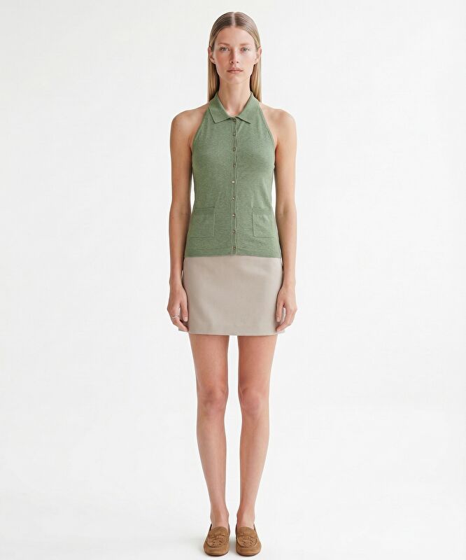 Regular Gömlek Yaka Kolsuz Kazak