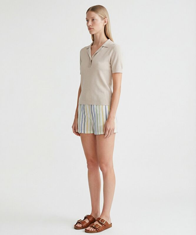 Regular Ceket Yaka Kısa Kol Kazak