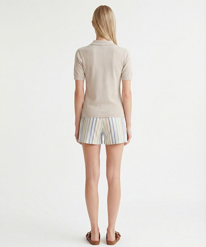 Regular Ceket Yaka Kısa Kol Kazak