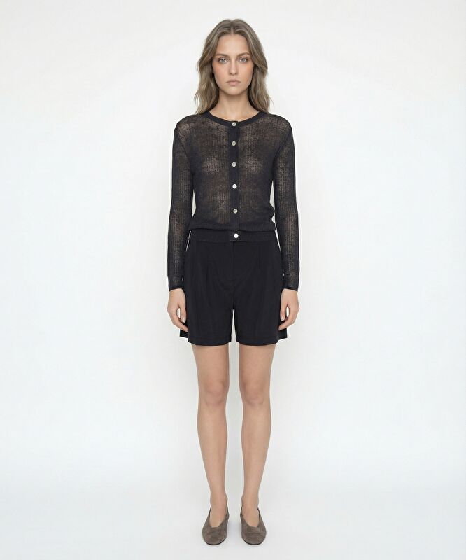 Regular Bisiklet Yaka Uzun Kol Hırka