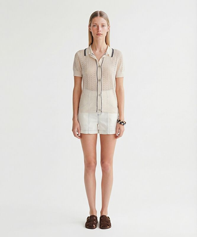 Regular Gömlek Yaka Kısa Kol Kazak