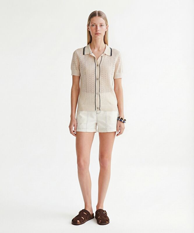 Regular Gömlek Yaka Kısa Kol Kazak