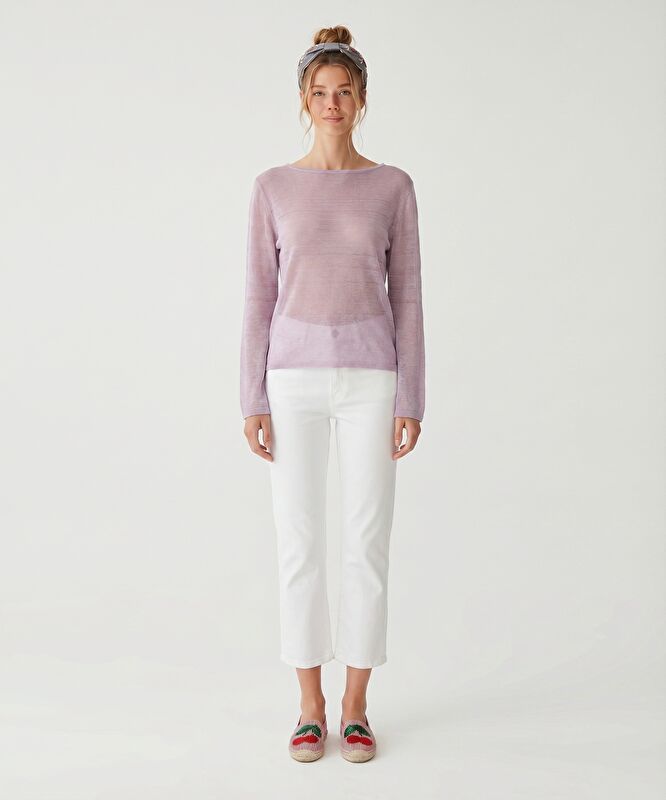 Regular Kayık Yaka Uzun Kol Kazak