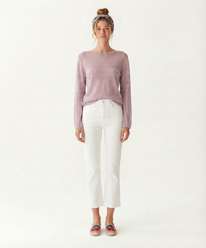 Regular Kayık Yaka Uzun Kol Kazak