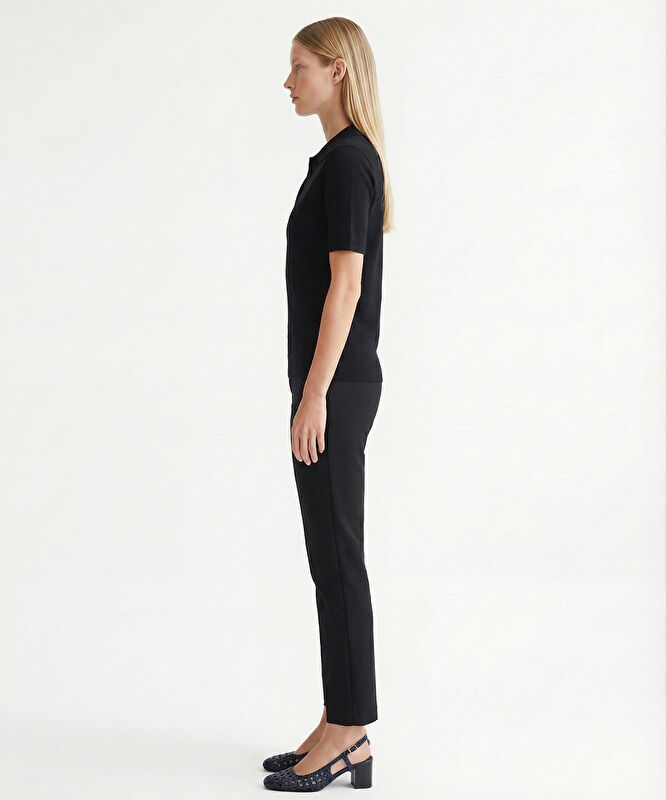 Cropped Polo Yaka Kısa Kol Kazak