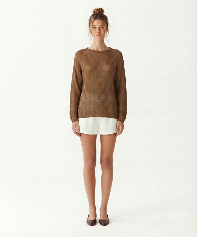 Regular Kayık Yaka Uzun Kol Kazak