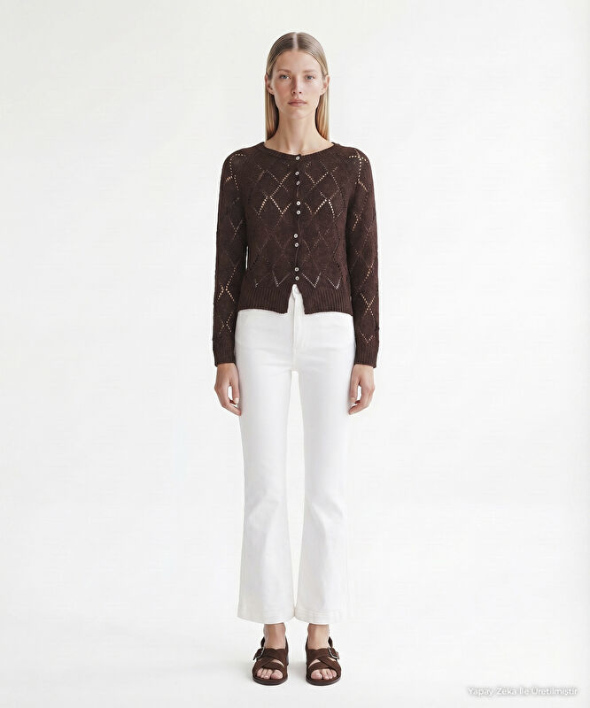 Regular Yakasız Yaka Kısa Kol Hırka