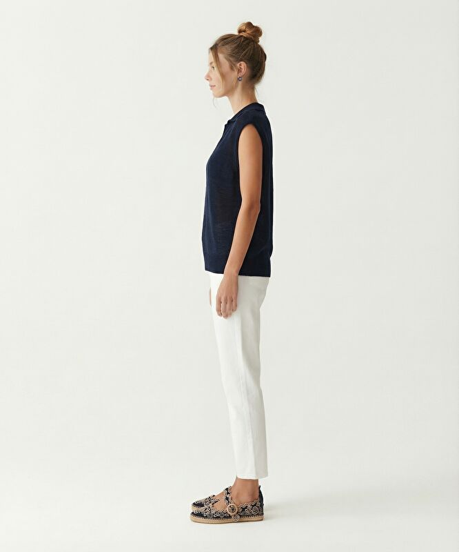 Regular Dik Yaka Kolsuz Hırka