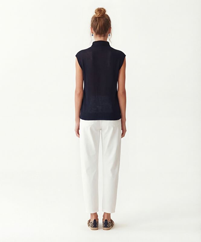 Regular Dik Yaka Kolsuz Hırka