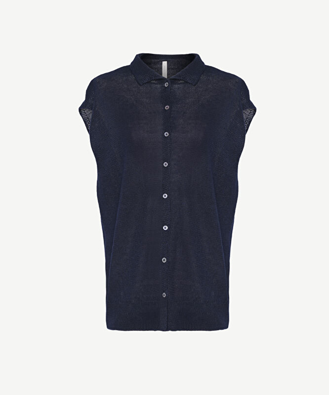 Regular Dik Yaka Kolsuz Hırka