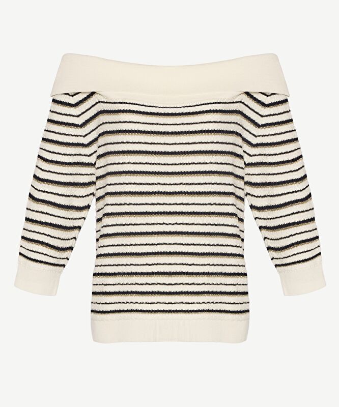 Regular Kayık Yaka 3/4 Kol Kazak