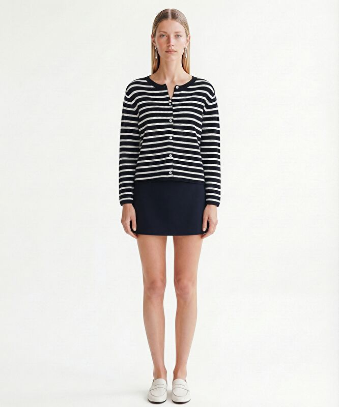 Regular Yakasız Yaka Uzun Kol Hırka