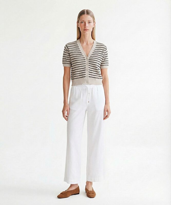 Regular Yakasız Yaka Kısa Kol Hırka