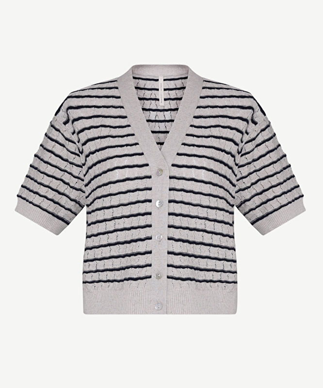 Regular Yakasız Yaka Kısa Kol Hırka