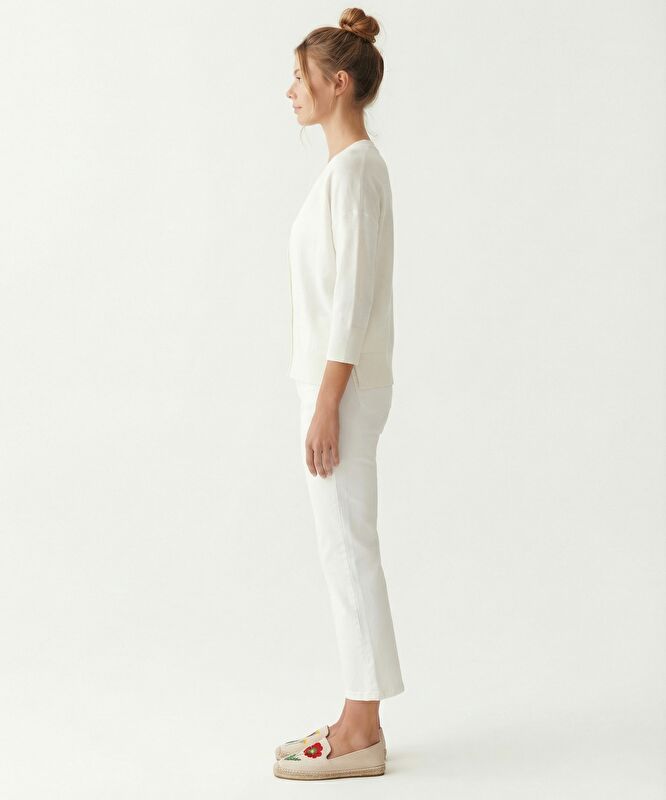 Regular Yakasız Yaka 3/4 Kol Hırka