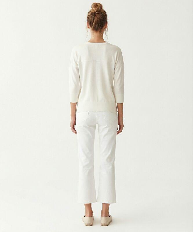 Regular Yakasız Yaka 3/4 Kol Hırka