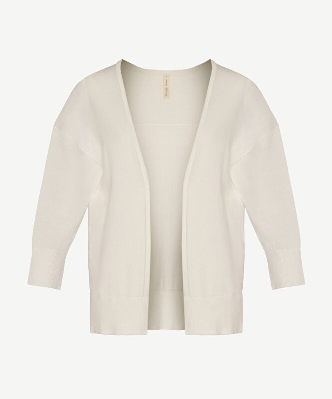 Regular Yakasız Yaka 3/4 Kol Hırka