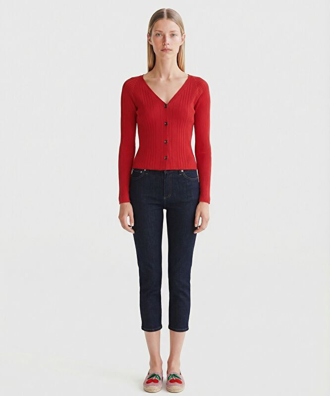 Regular V Yaka 3/4 Kol Hırka