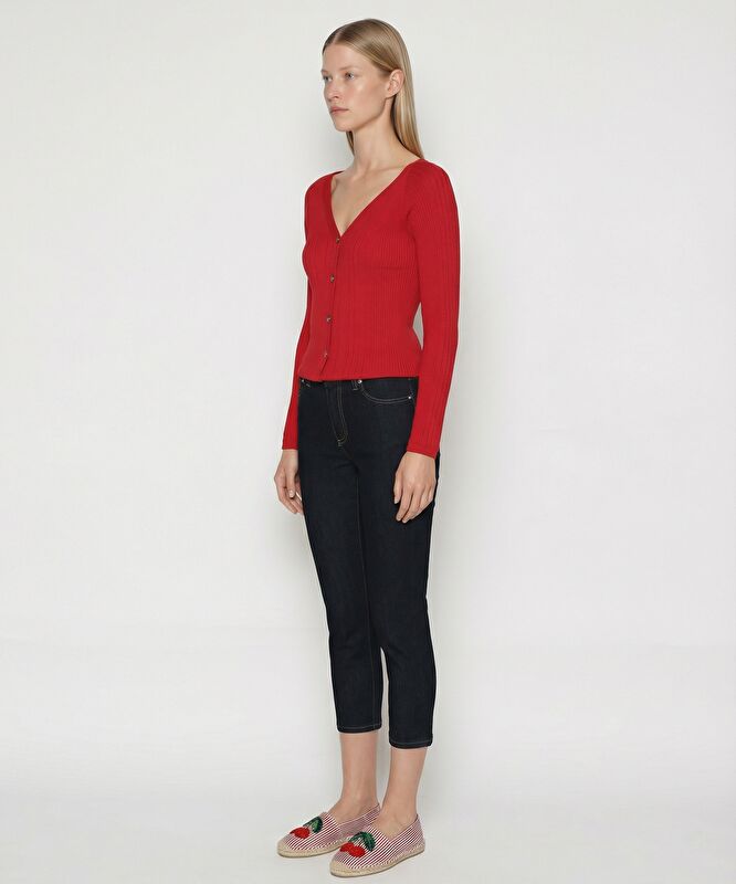 Regular V Yaka 3/4 Kol Hırka