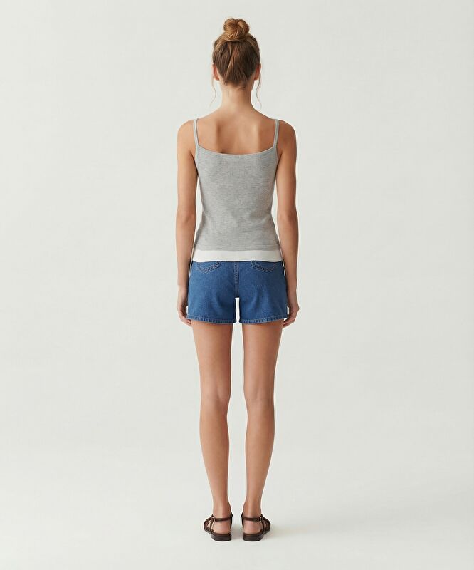 Regular Kare Yaka Kolsuz Kazak