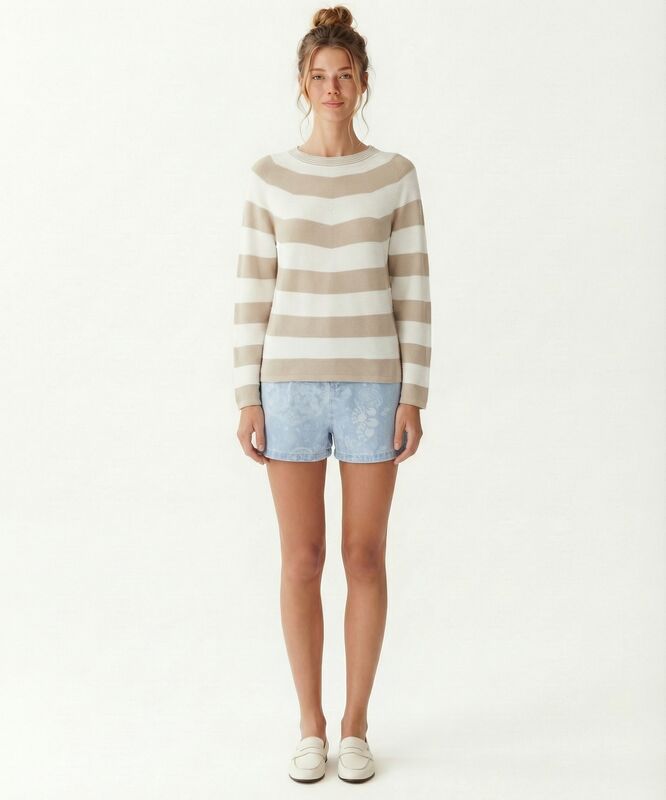 Regular Kayık Yaka 3/4 Kol Kazak