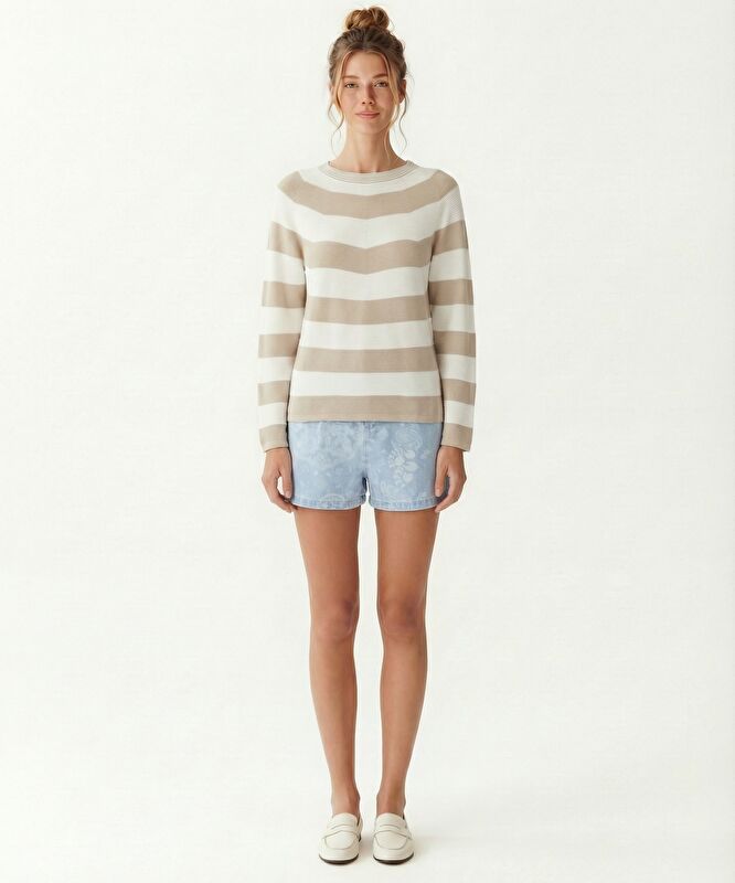 Regular Kayık Yaka Uzun Kol Kazak