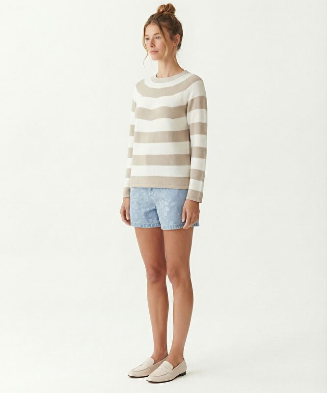 Regular Kayık Yaka 3/4 Kol Kazak