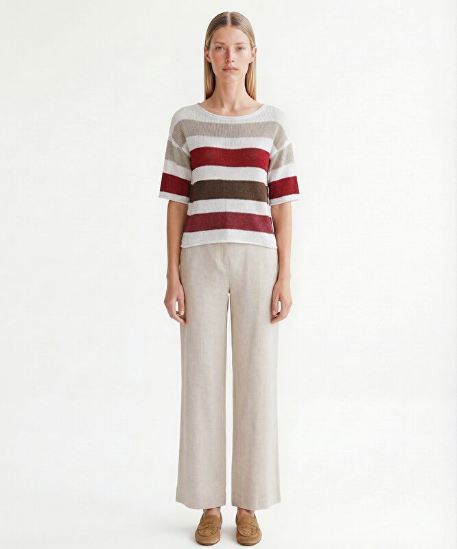 Regular Bisiklet Yaka 3/4 Kol Kazak