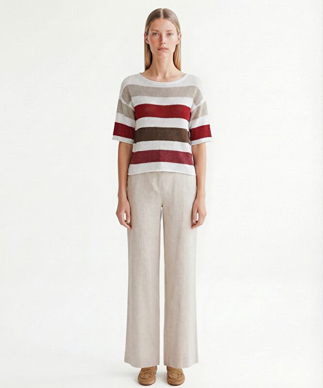 Regular Bisiklet Yaka 3/4 Kol Kazak