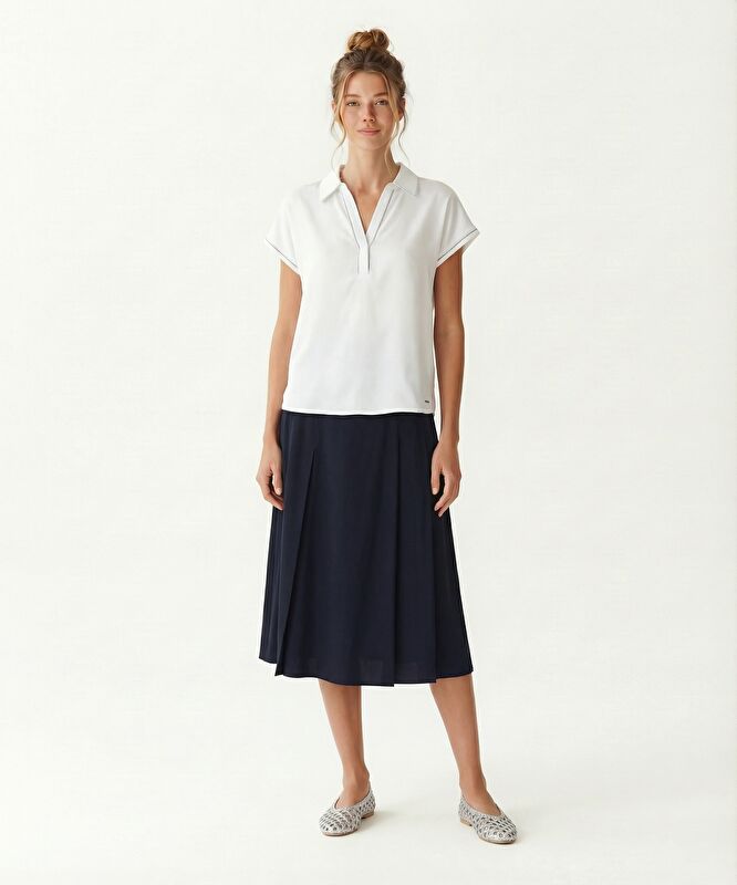 Geniş Polo Yaka Kısa Kol T-shirt