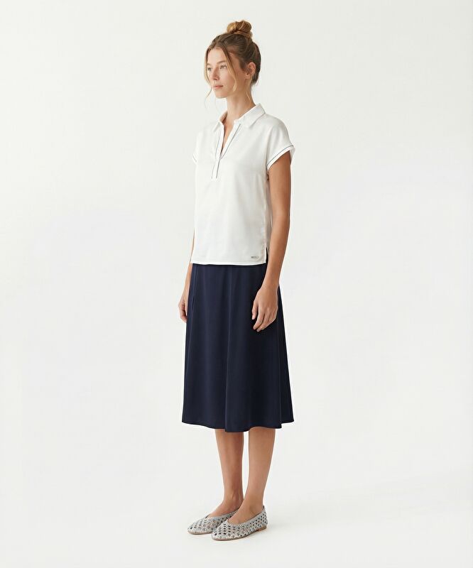 Geniş Polo Yaka Kısa Kol T-shirt