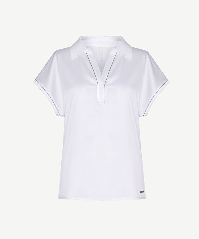 Geniş Polo Yaka Kısa Kol T-shirt