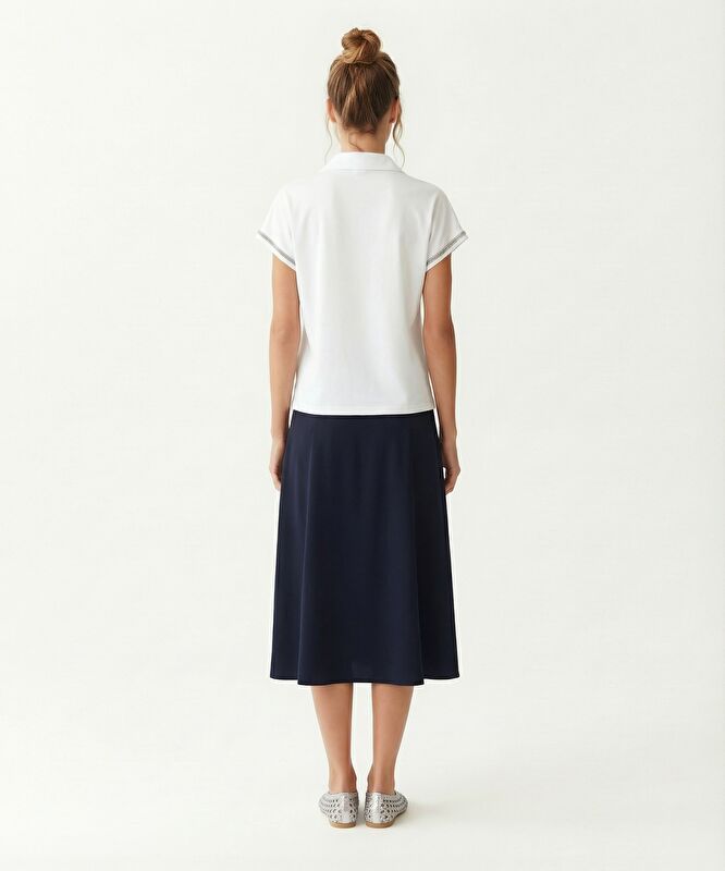 Geniş Polo Yaka Kısa Kol T-shirt