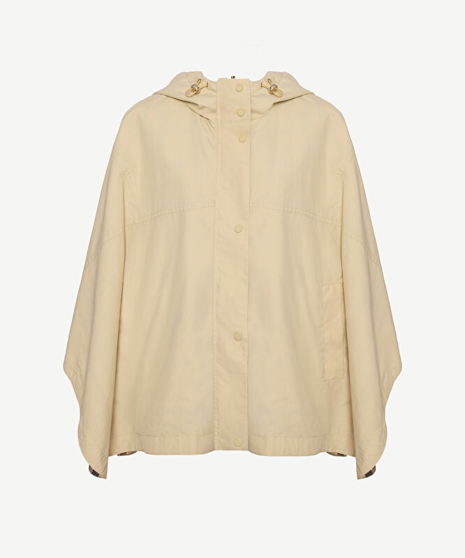 Geniş Kapüşonlu Yaka 3/4 Kol Yağmurluk