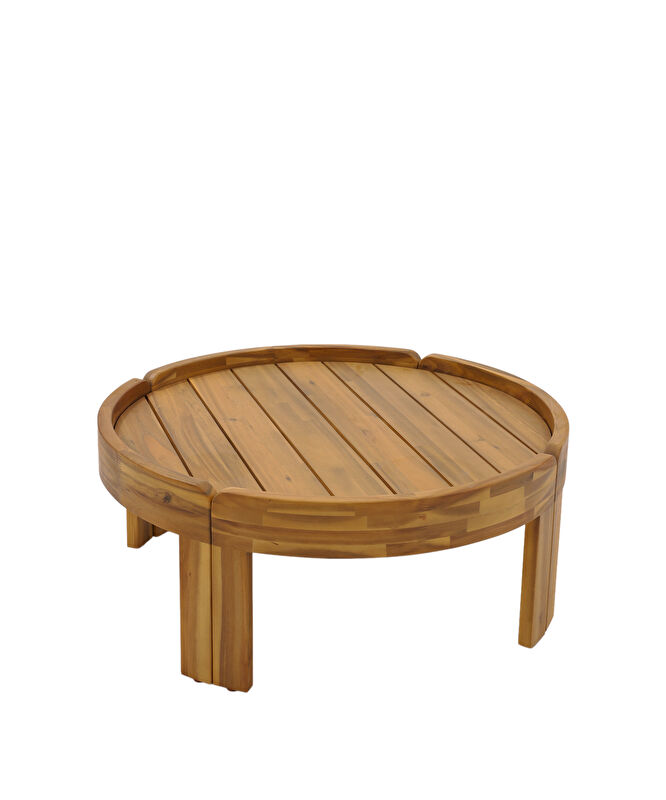 Akasya Ağacı Yuvarlak Bahçe Orta Sehpa(80x33 Cm)