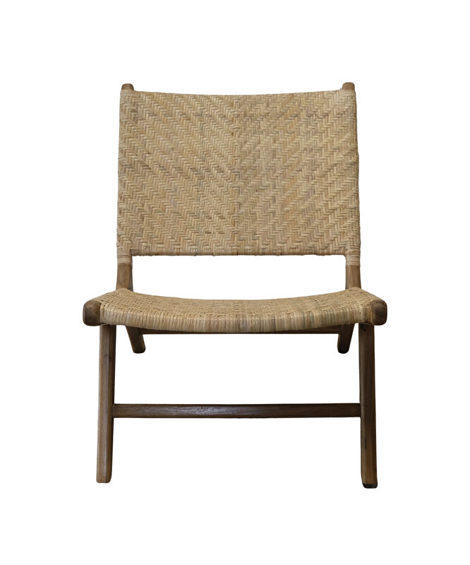 Rattan Örgü Detaylı Tik Ağacı Tekli Koltuk(65x74x70 Cm)