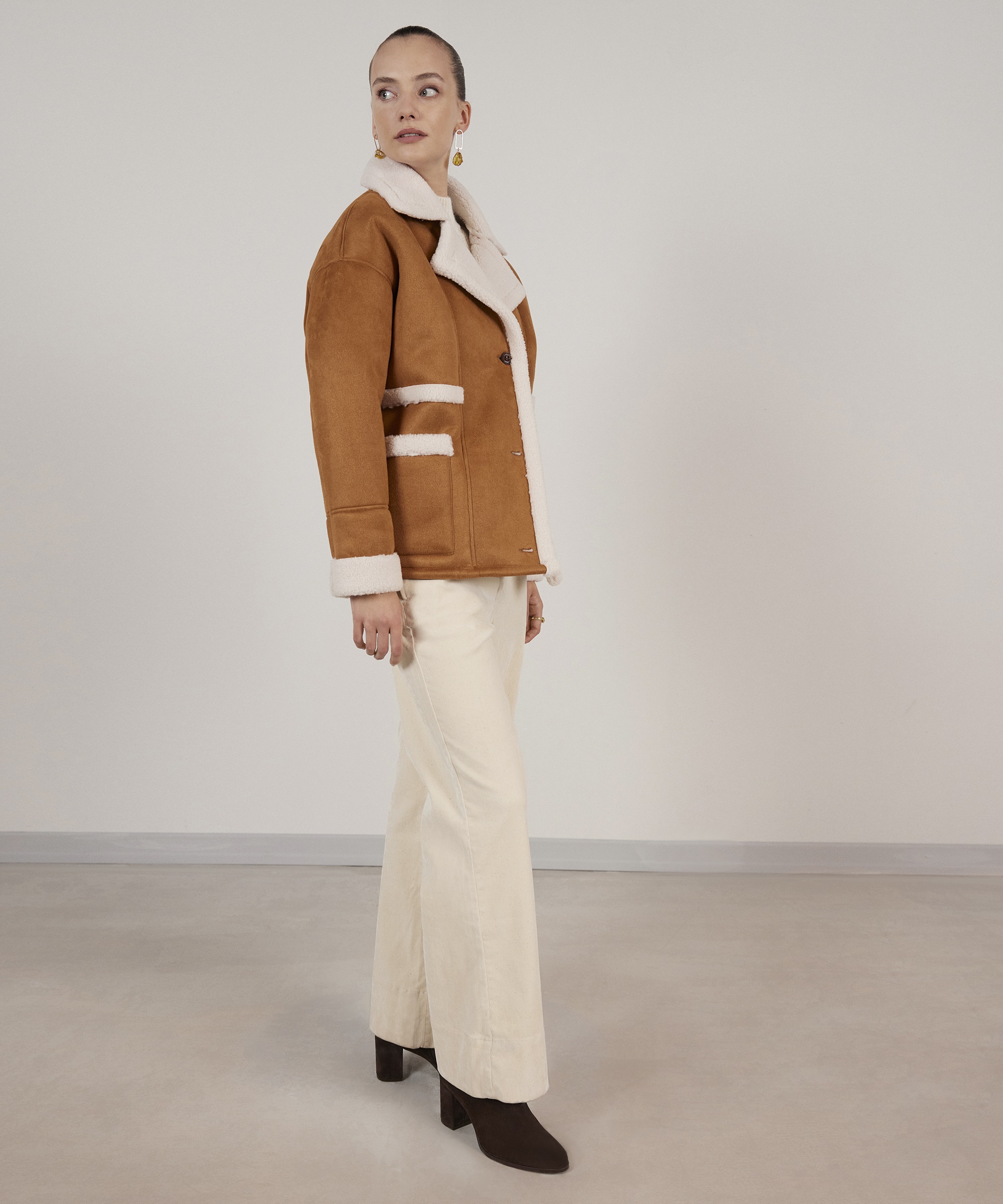 Yargıcı Taba Kürk Detaylı Uzun Mont 23KKMT5304X05700 | Yargıcı