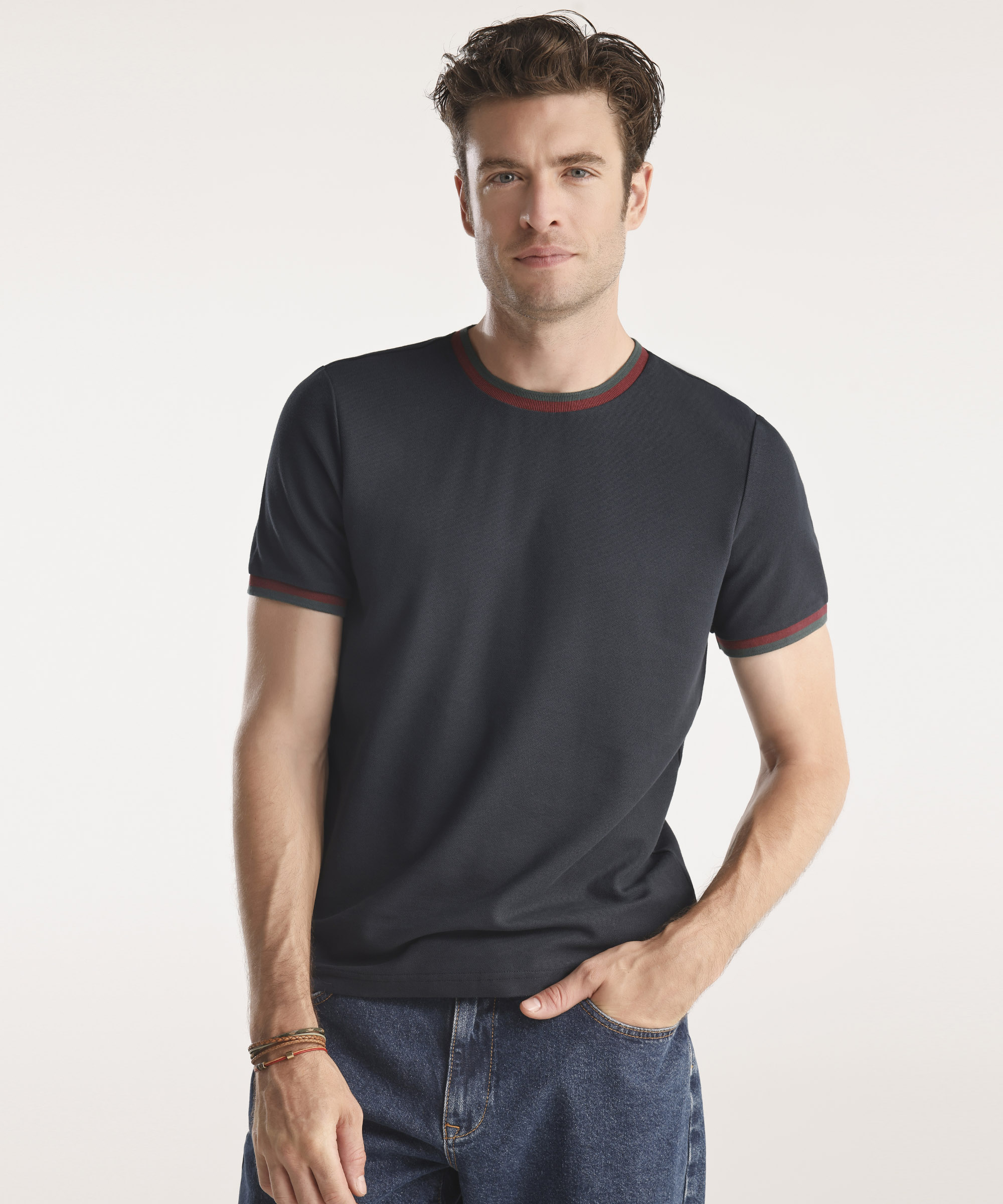 Yargıcı Lacivert Bisiklet Yakalı Erkek T-Shirt 24KETS9400X004XL