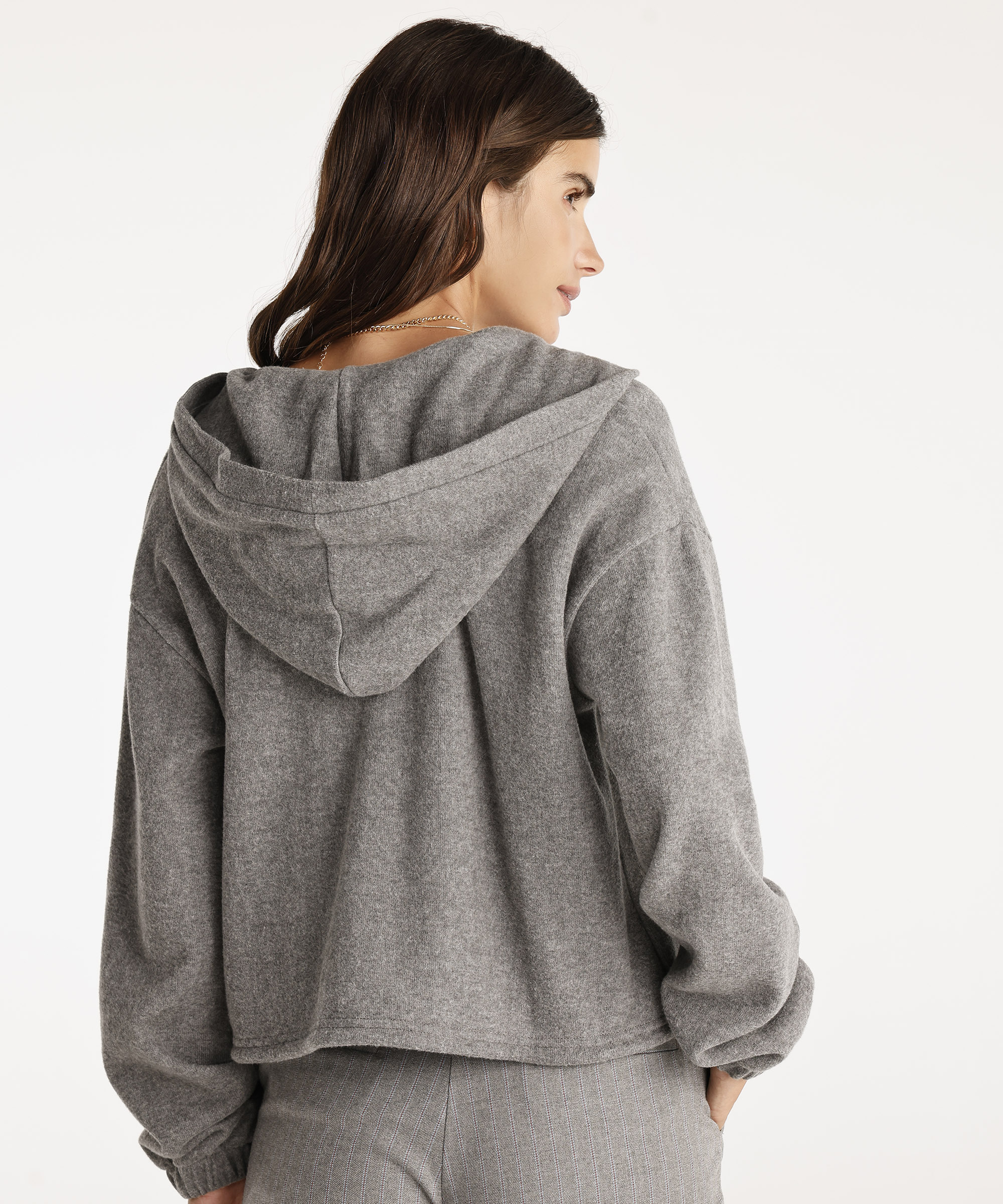 Yargıcı Antrasit Kapşonlu Ön Düğmeli Sweatshirt 24KKLW1510X059L