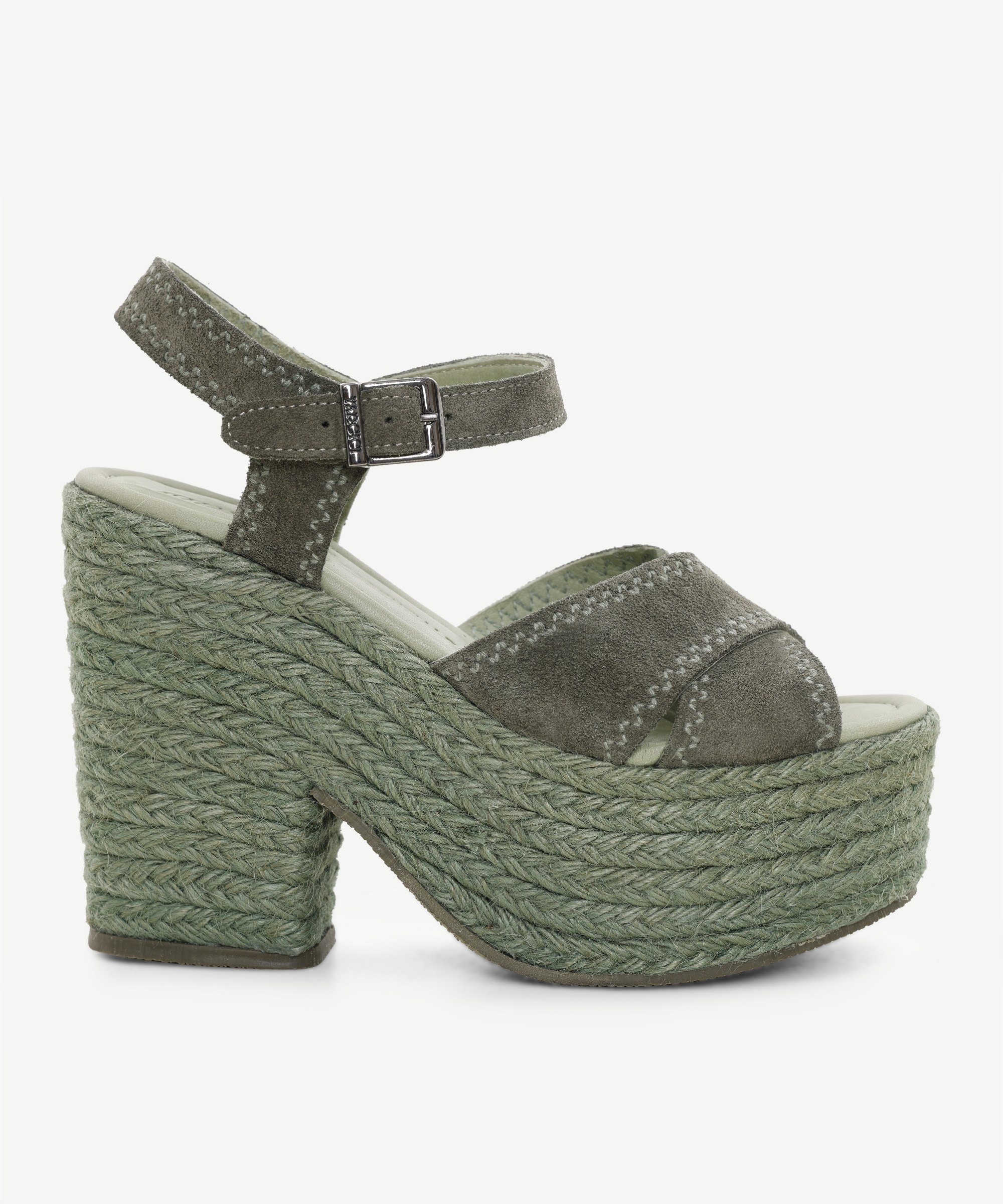 ユキポン　デリカ　皮 Yargıcı Haki Deri Platform Espadril 24YKAY4561X00737 | Yargıcı