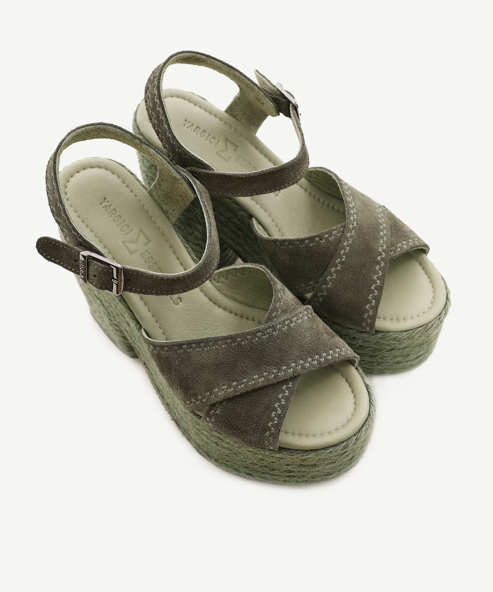 Yargıcı Haki Deri Platform Espadril 24YKAY4561X00737 | Yargıcı