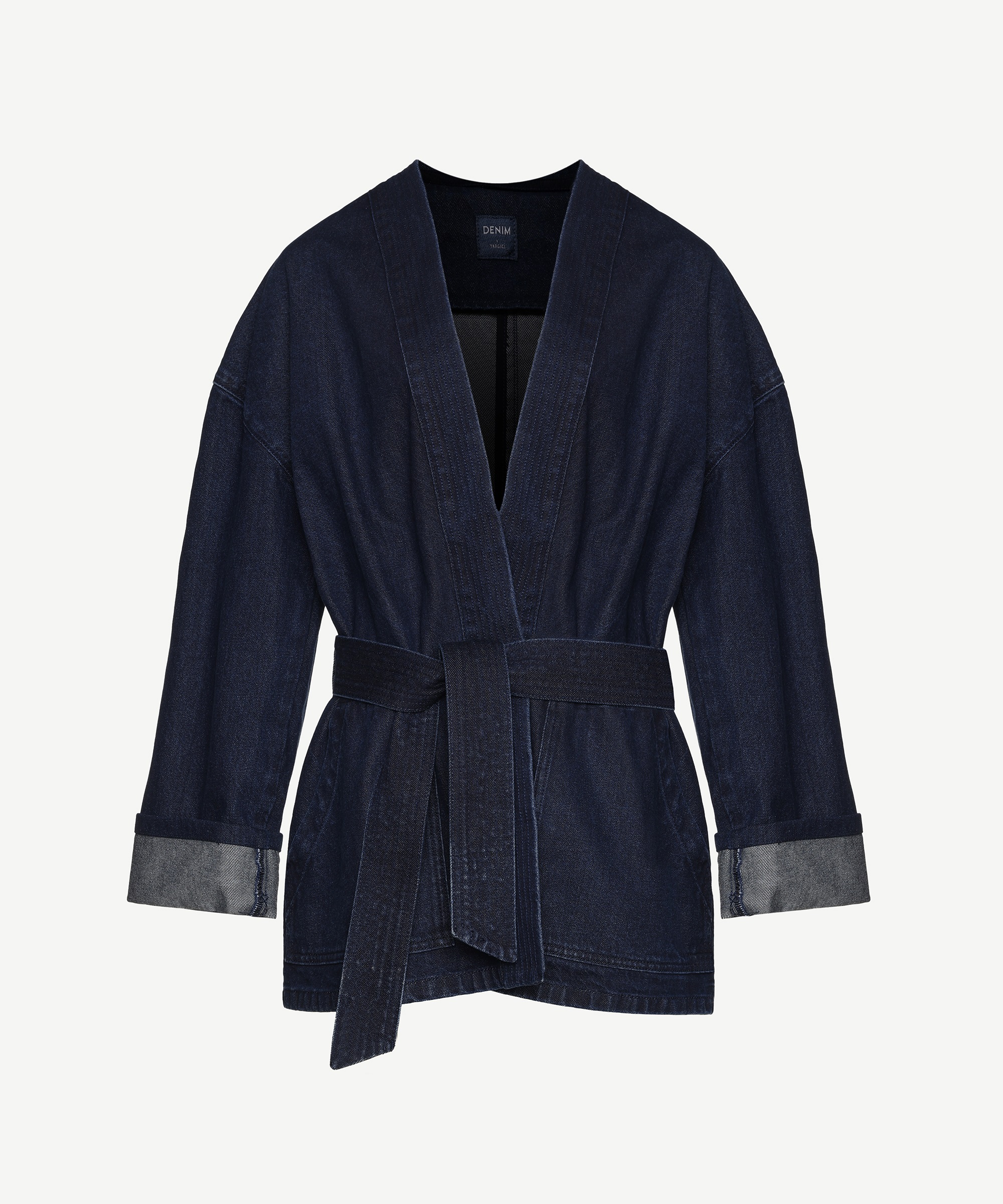 Yargıcı Mavi Kemer Detaylı Non Denim Pardösü 24YKPR5100X03500