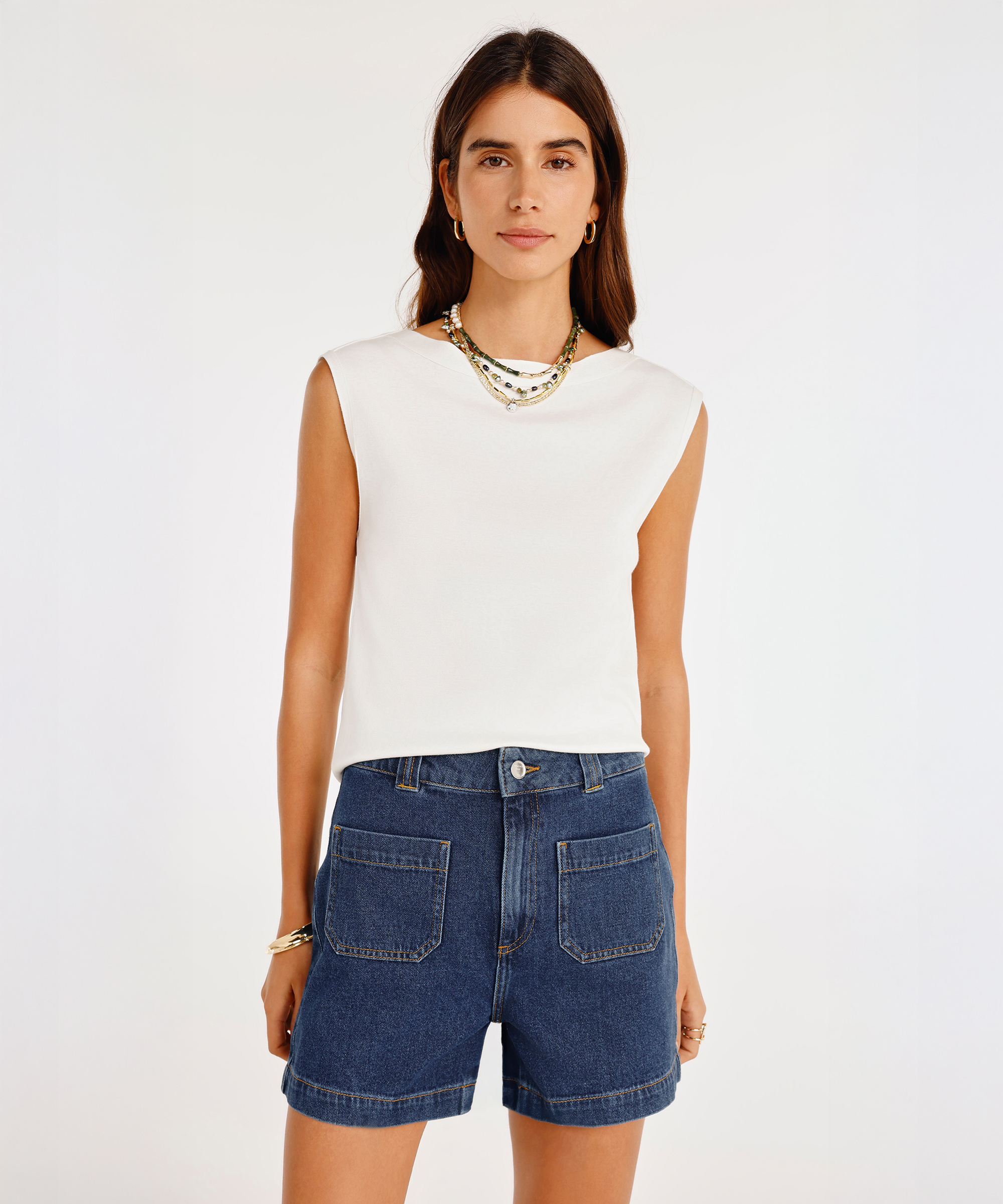 Yargıcı Mavi Cepli Denim Bermuda 25YKBR8005X51534