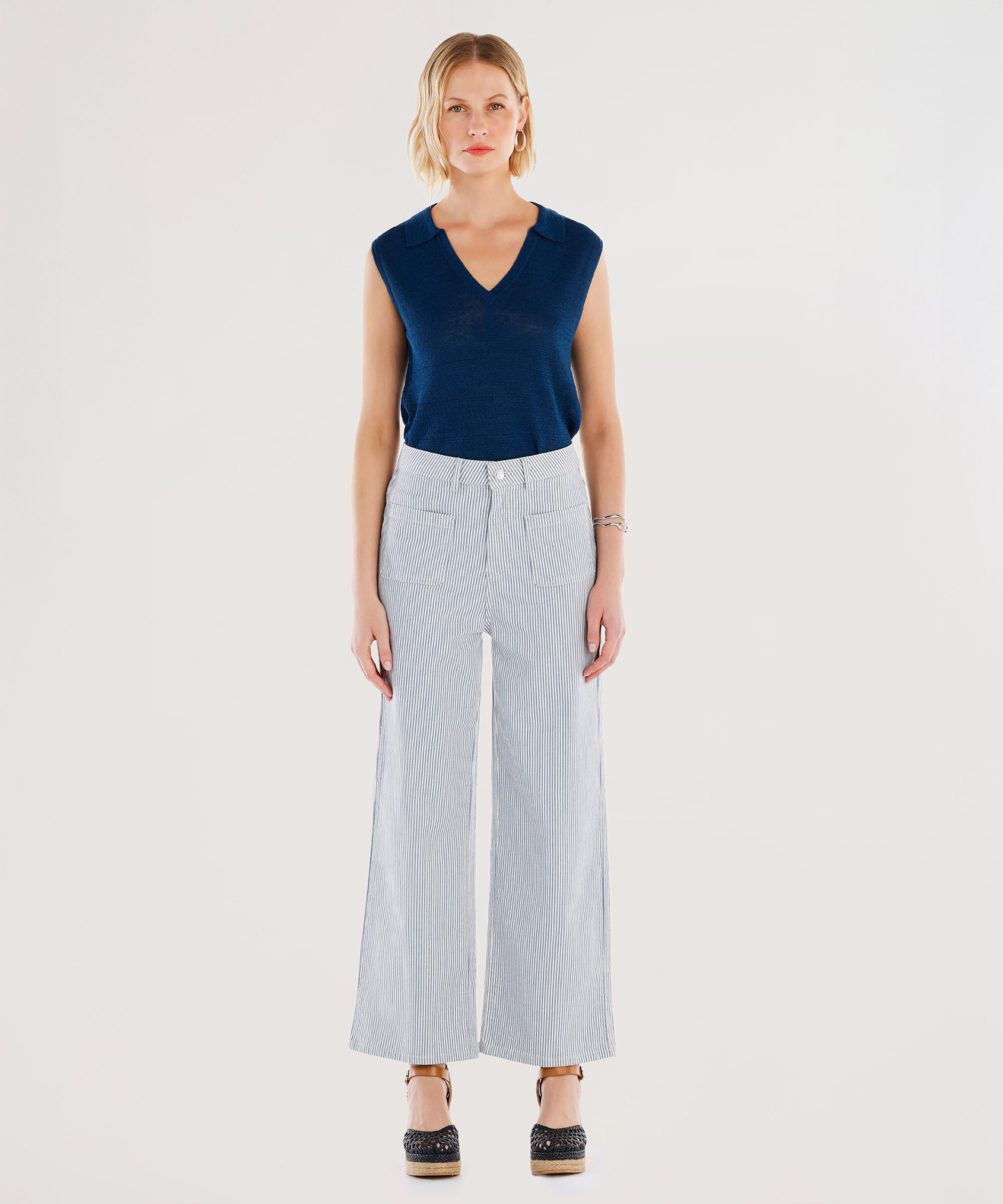 Yargıcı Mavi Cepli Normal Bel Düz Fit Denim Pantolon
