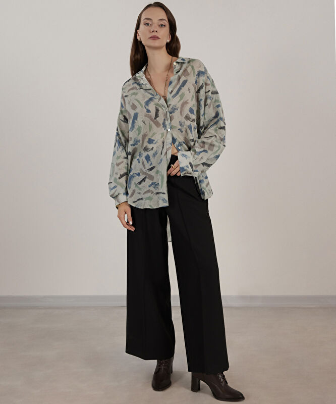 Yargıcı Yeşil Oversize Gömlek 23KKGM6039X319XS | Yargıcı